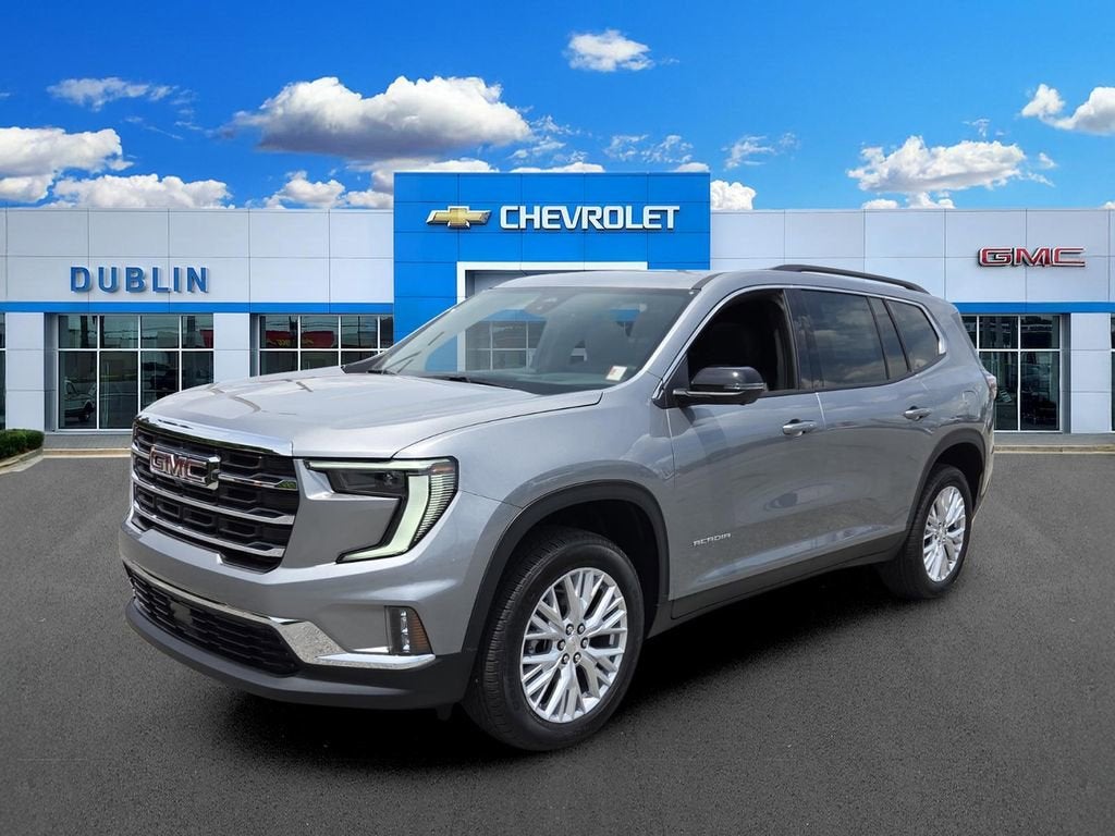 2026 GMC Acadia Elevation in Sterling Metallic — front three-quarter view