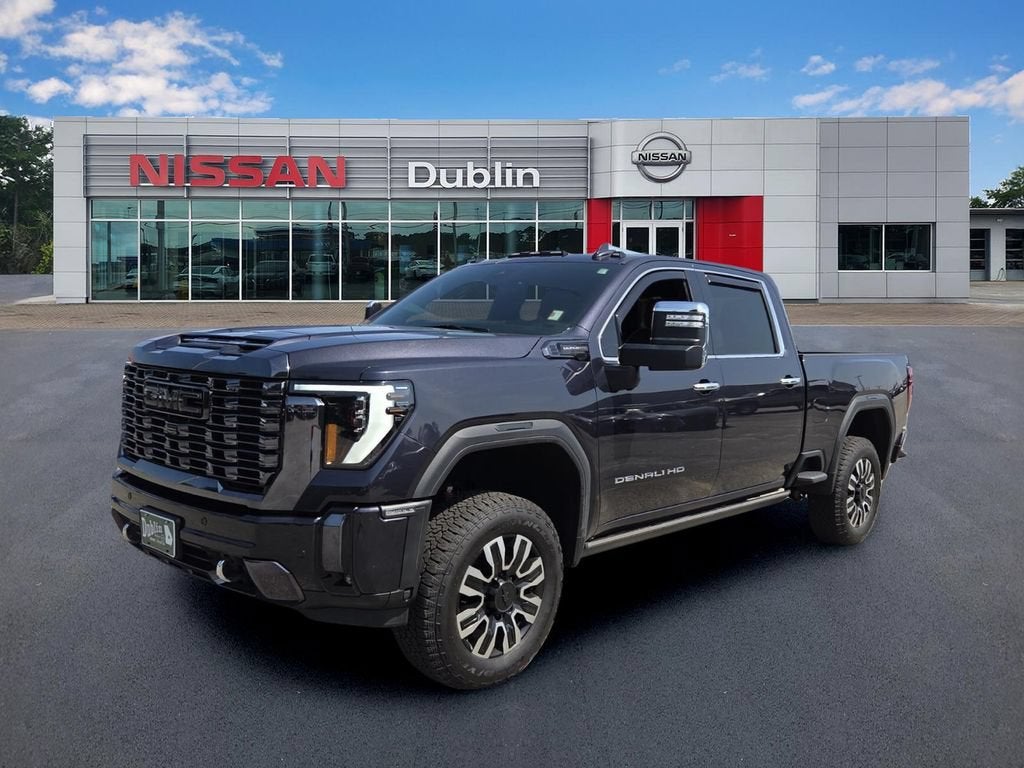 2024 GMC Sierra 2500 HD Denali Ultimate in Titanium Rush Metallic — front three-quarter view