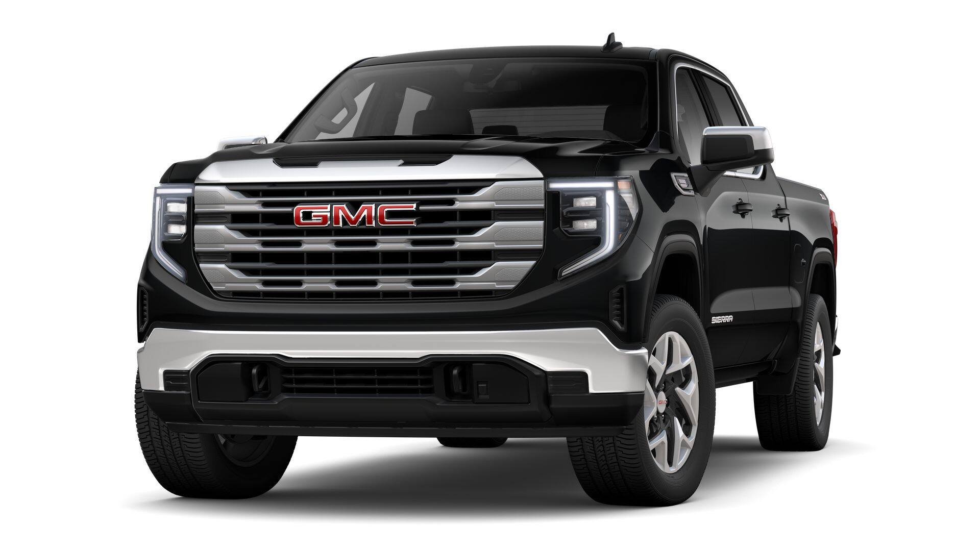 2026 GMC Sierra 1500 SLE in Onyx Black — front three-quarter view