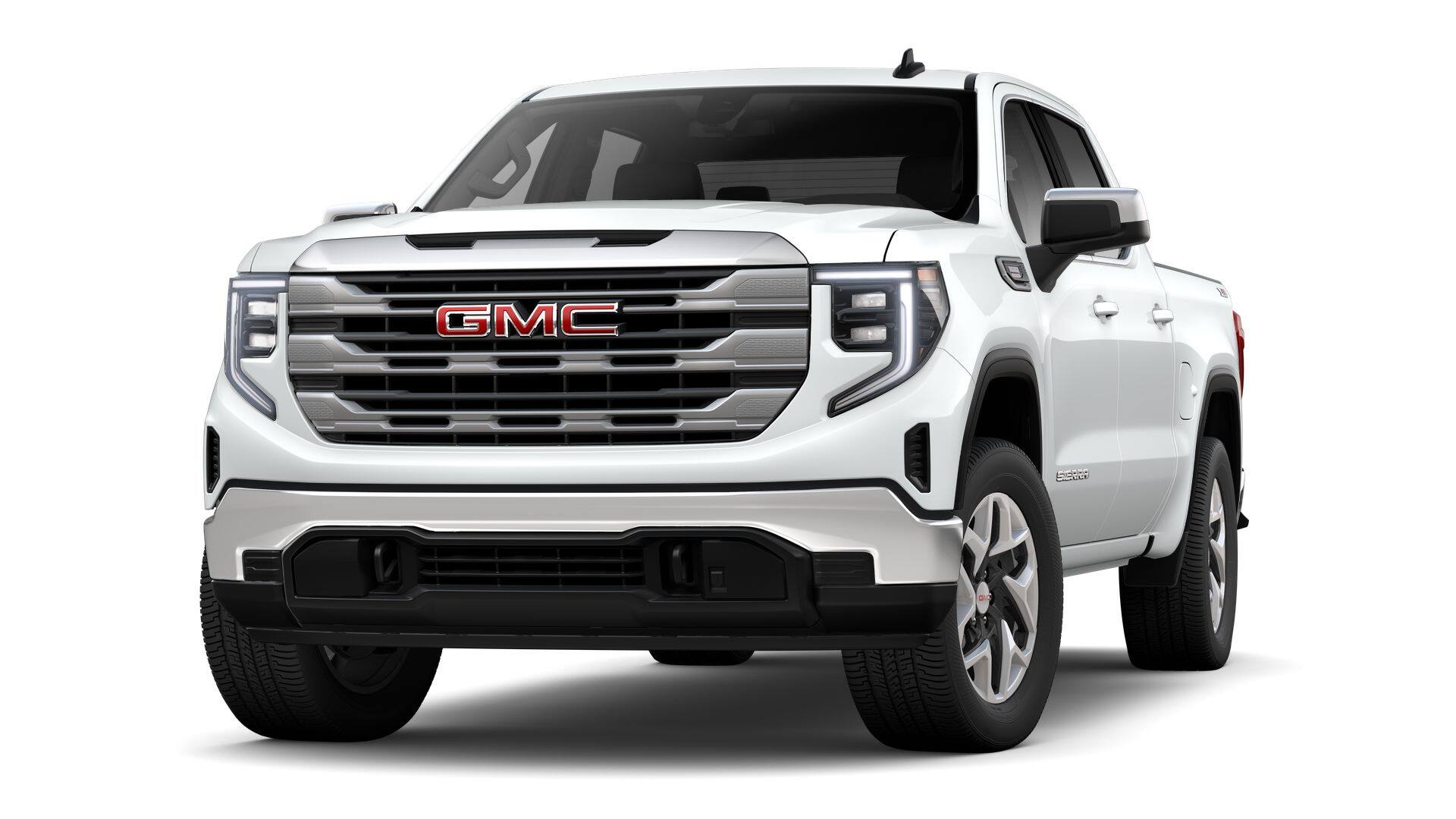 2026 GMC Sierra 1500 SLE in Summit White — front three-quarter view
